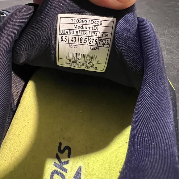 Brooks Ghost 15 Running Shoes Mens Size 9.5 Navy Blue Yellow 110393 1D 429 - Picture 10 of 10